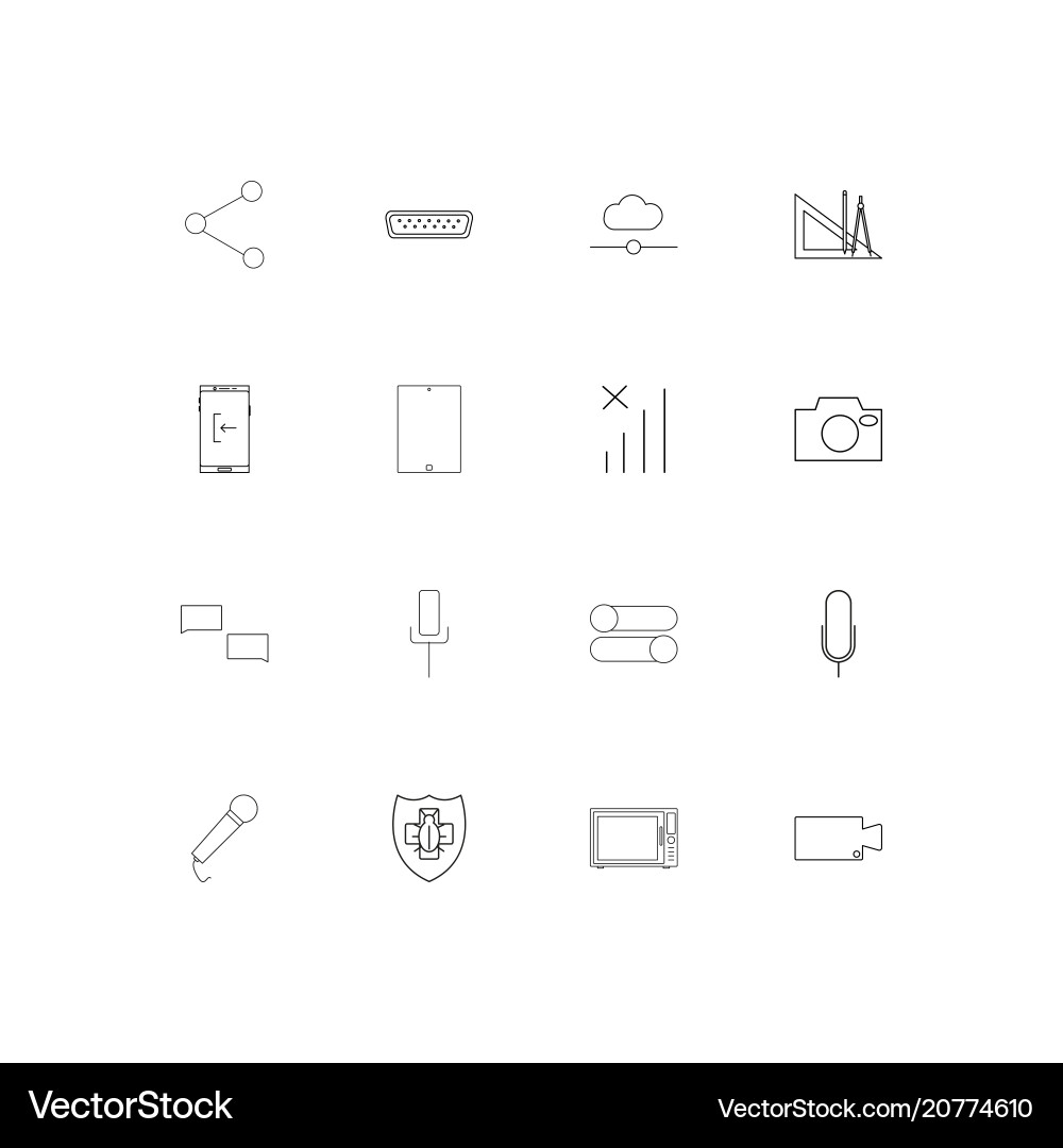 Devices linear thin icons set outlined simple vector image