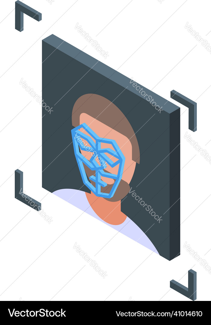 Face detection icon isometric data privacy Face detection icon isometric data privacy Vector Image
