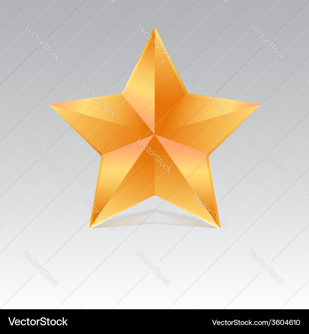 Five pointed star with shadow yellow color vector image