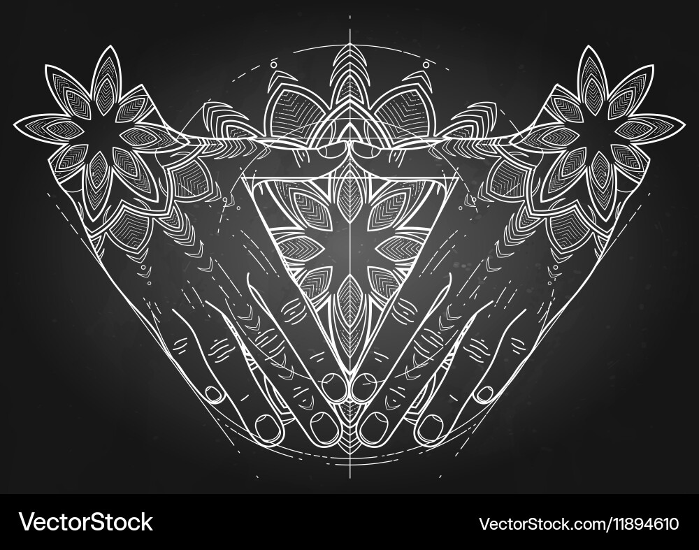 Graphic hands in the shape of triangle vector image