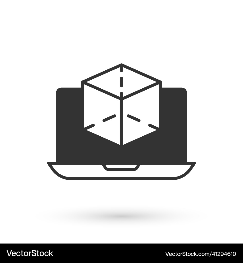 Grey 3d modeling icon isolated on white background Grey 3d modeling icon isolated on white background vector image