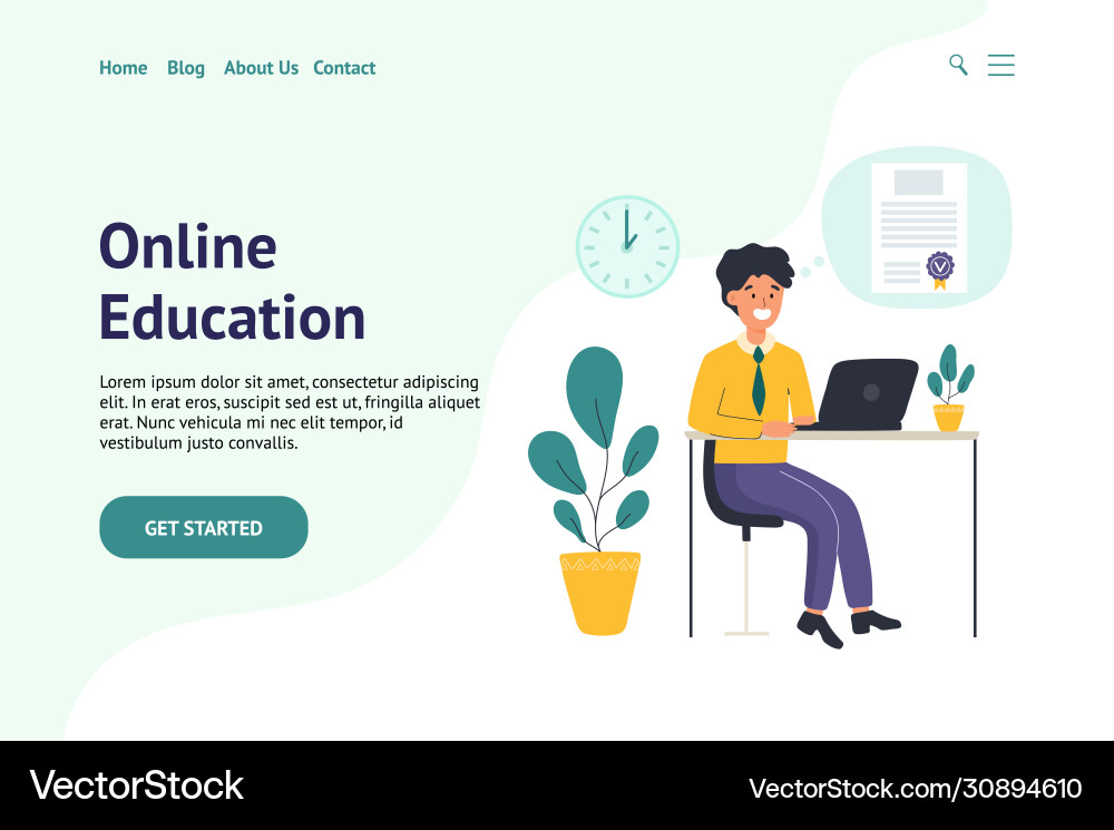 Header for landing page or website with a man Header for landing page or website with a man vector image