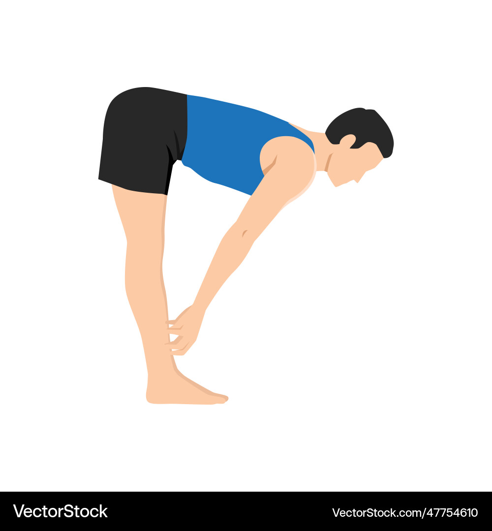 Man doing standing half forward bend pose ardha Man doing standing half forward bend pose ardha vector image
