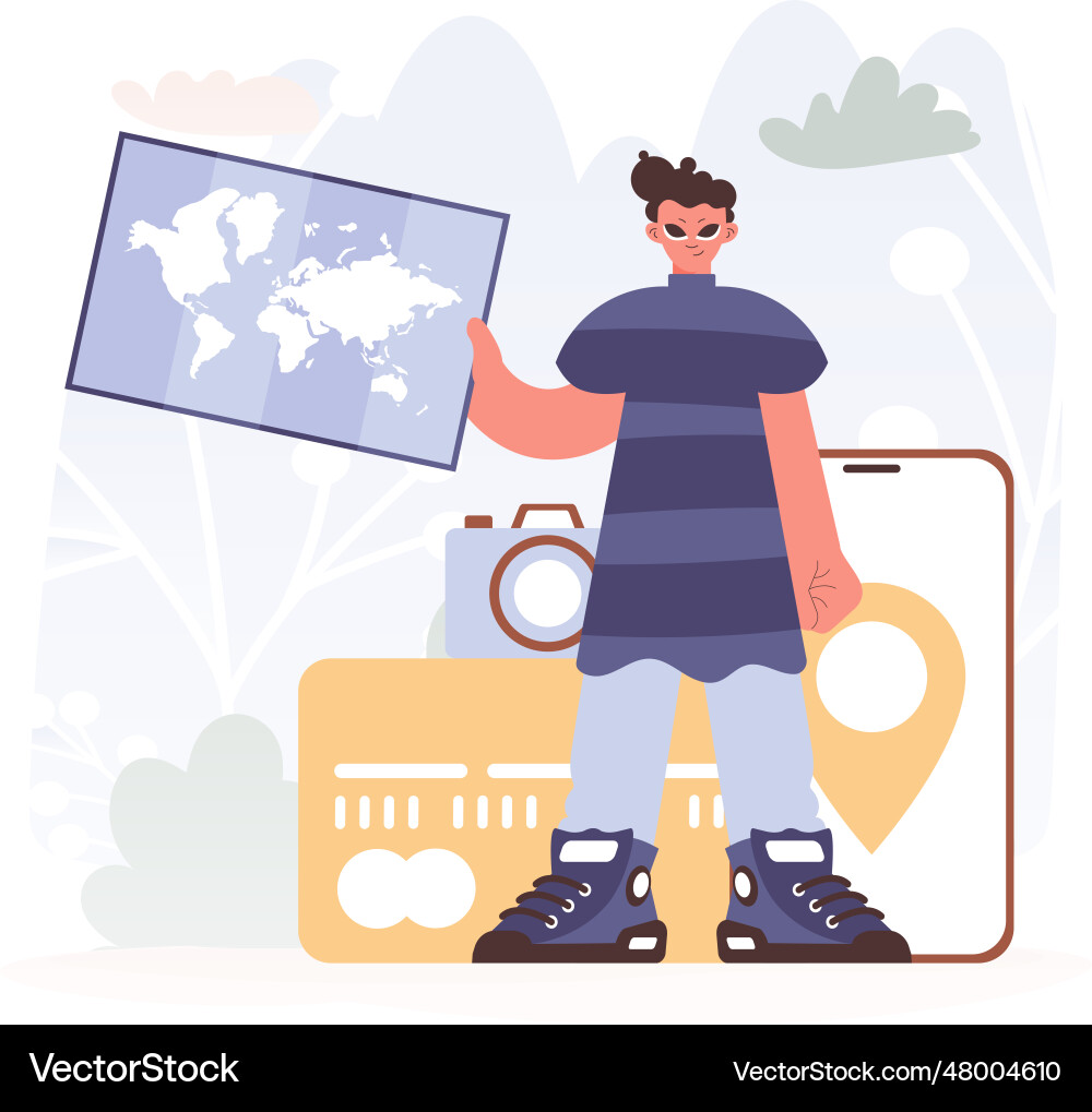 Man holding a chart uncovering progressed vector image