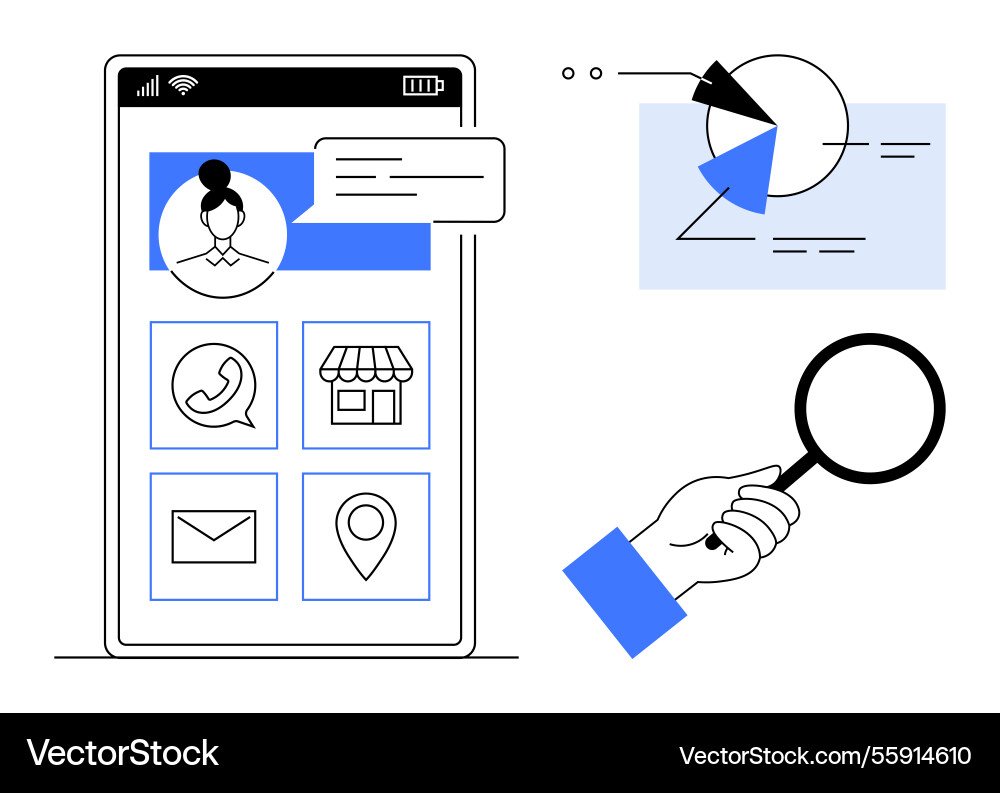 Mobile interface with communication tools Mobile interface with communication tools vector image