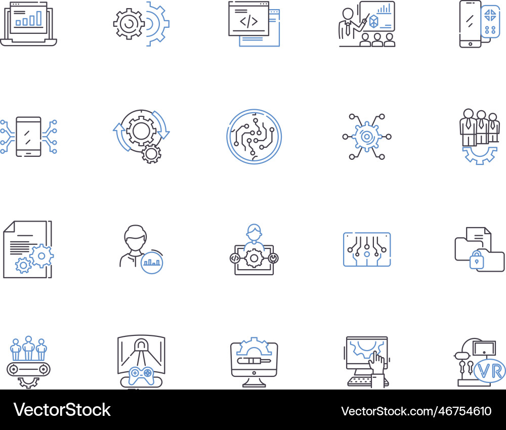 Programm outline icons collection program Programm outline icons collection program Vector Image