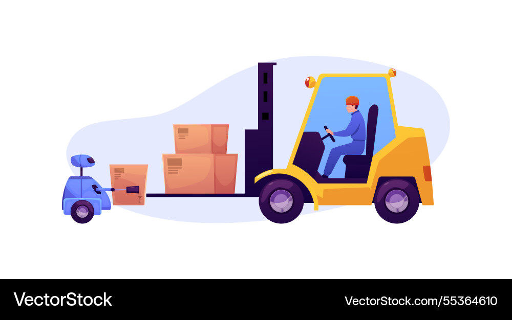 Robot putting boxes Robot putting boxes vector image