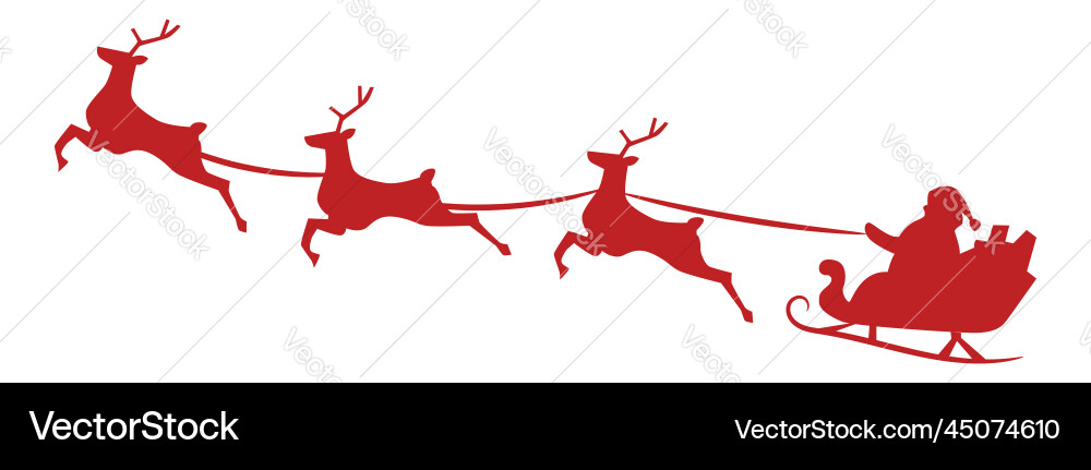 Santa sleigh silhouette vector image