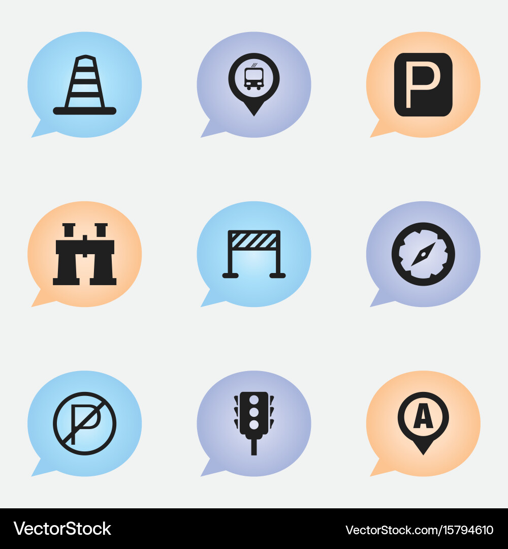 Set of 9 editable direction icons includes vector image