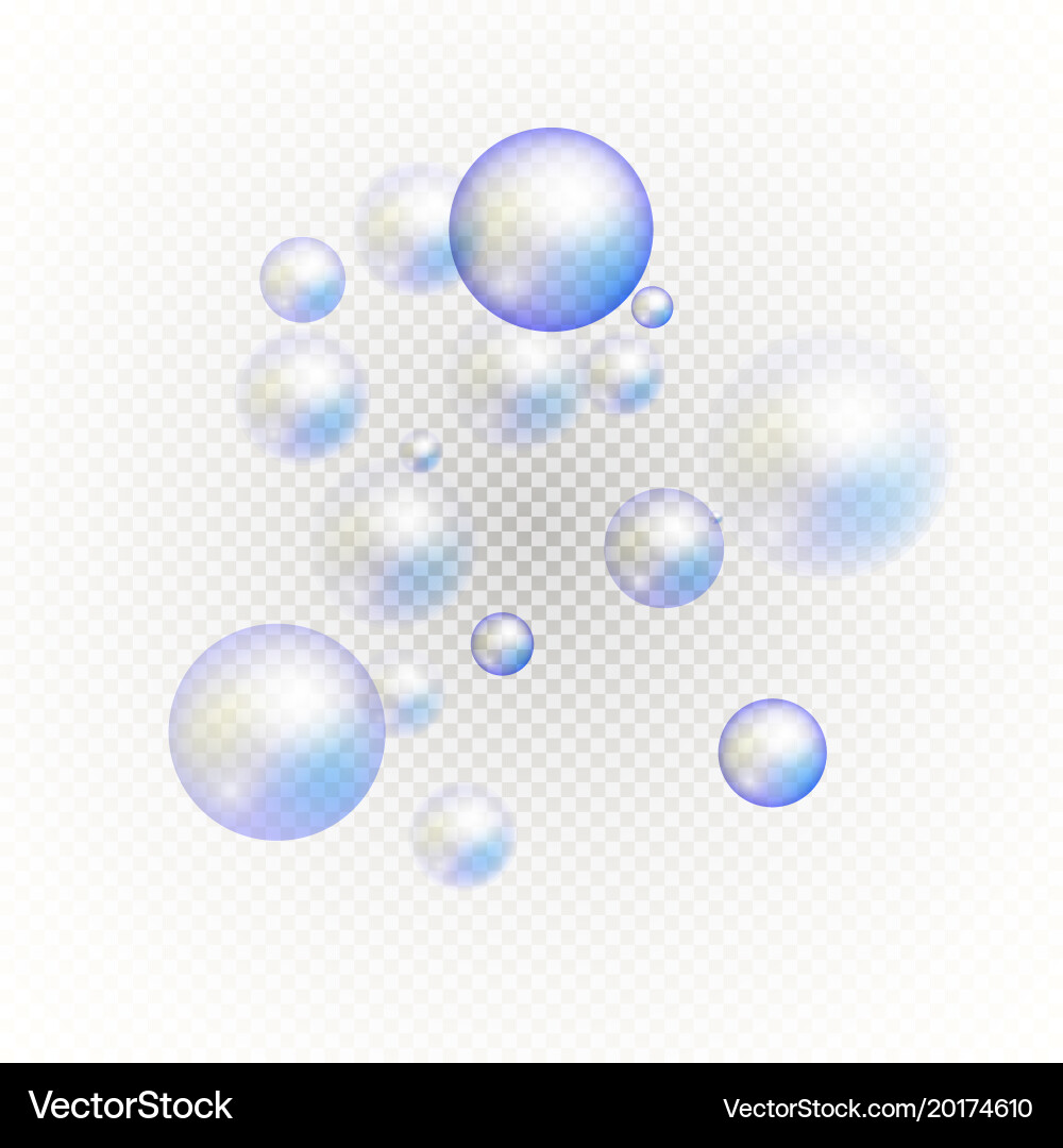 Set of multicolored transparent soap bubbles vector image