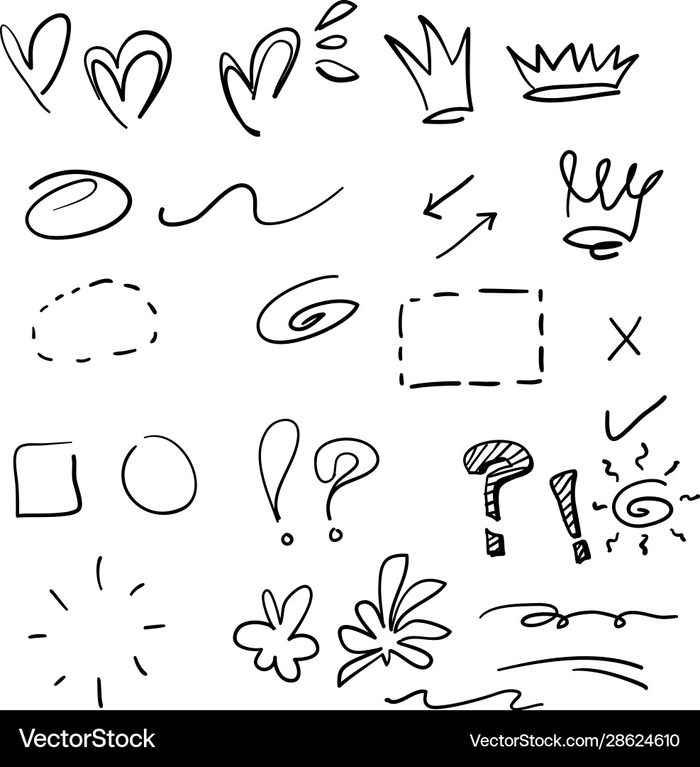 Swishes swoops emphasis doodles handdrawn style vector image