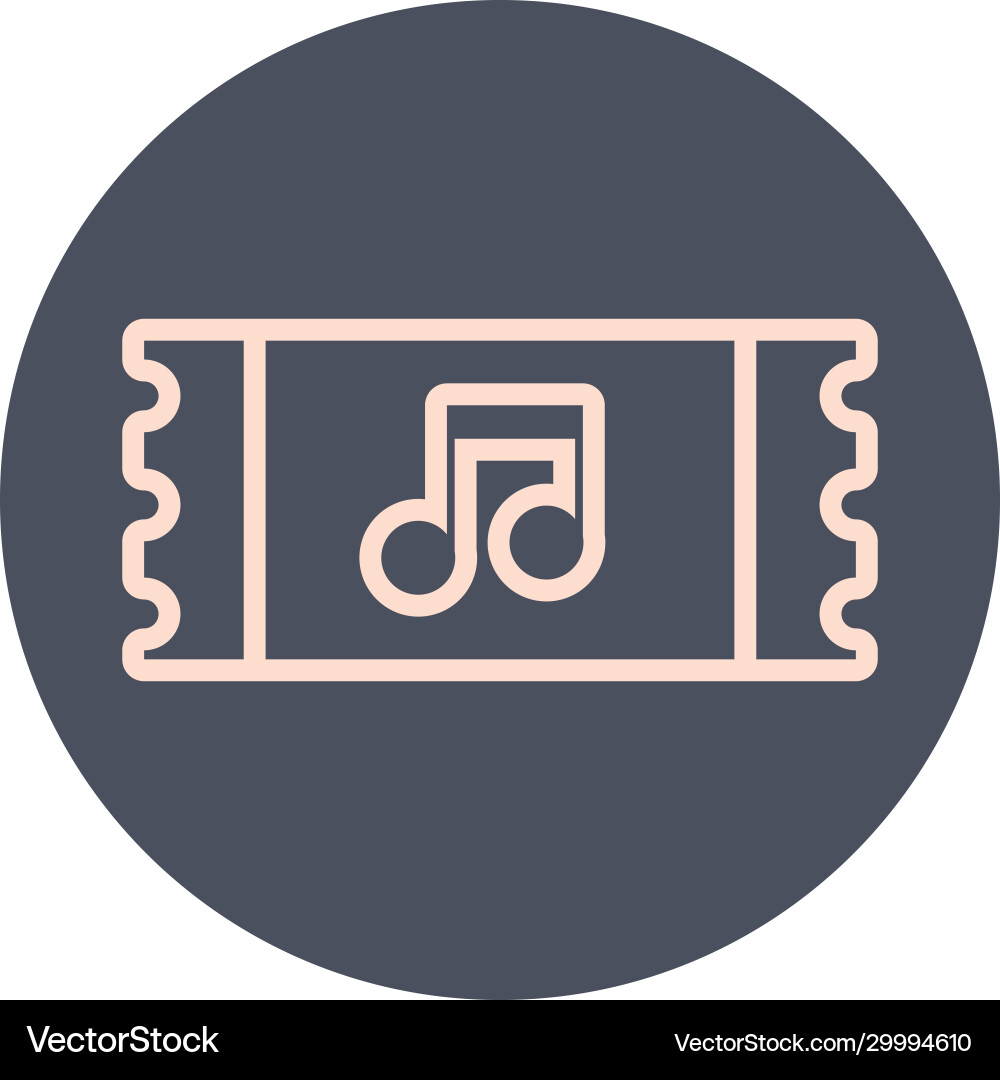 Ticket with music note block and line icon Vector Image