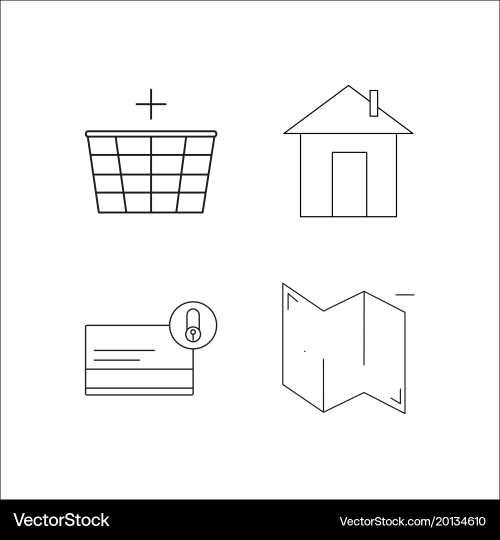 Web simple linear icon setsimple outline icons vector image