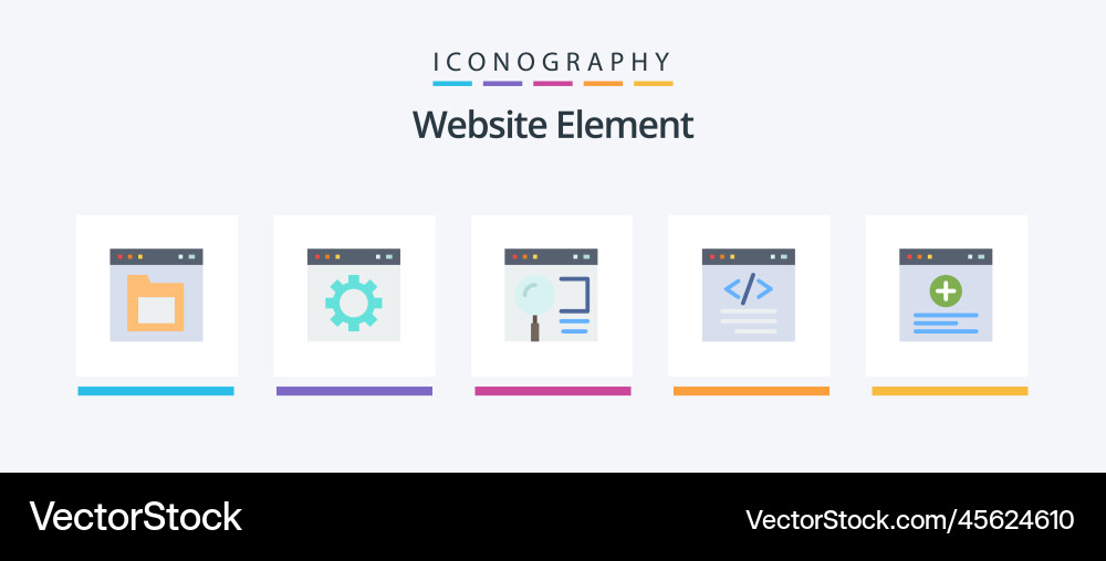 Website element flat 5 icon pack including coding vector image
