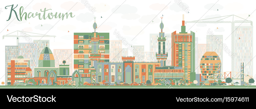 Abstract khartoum skyline with color buildings Vector Image