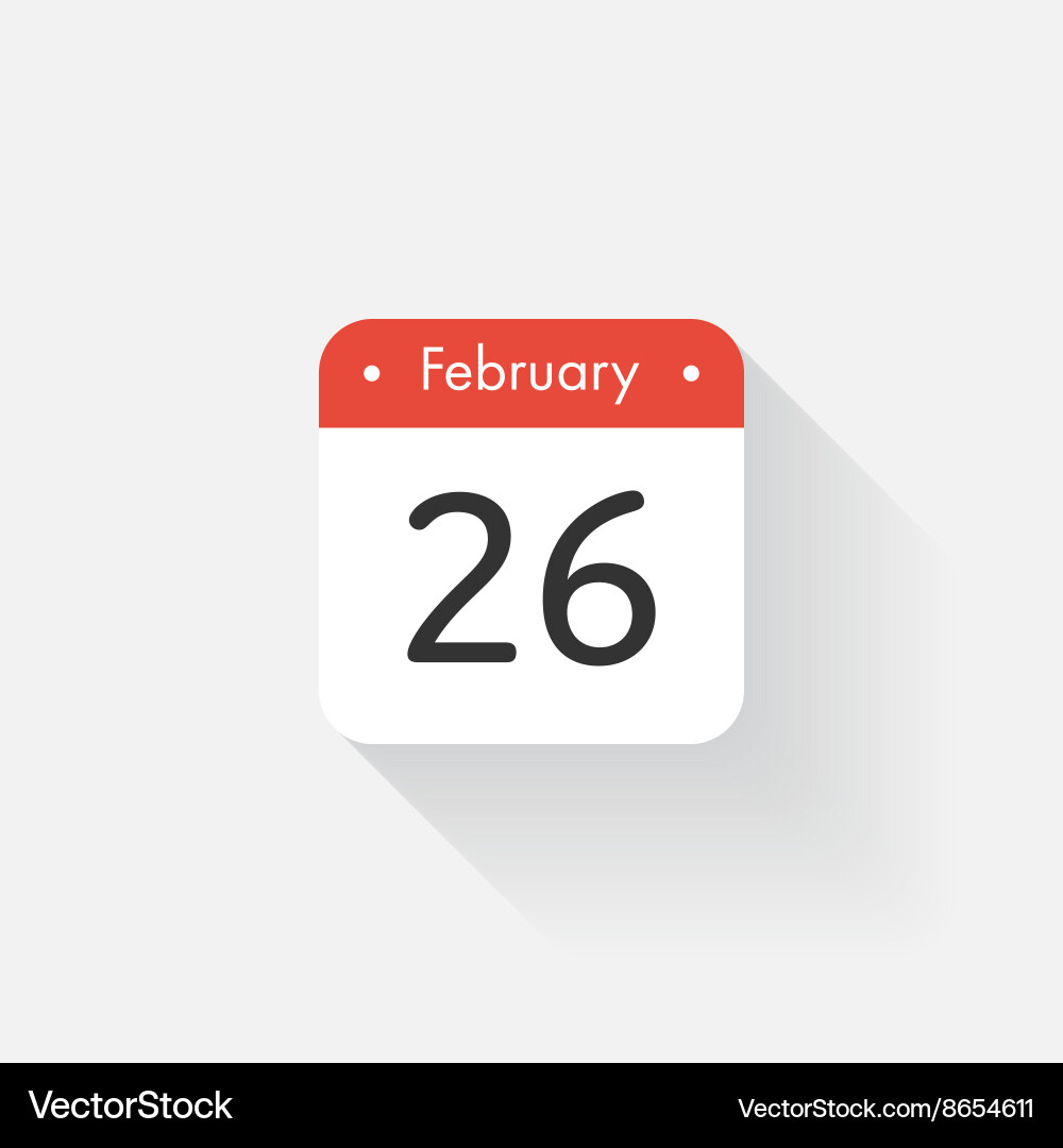 Calendar icon with long shadow flat style date vector image