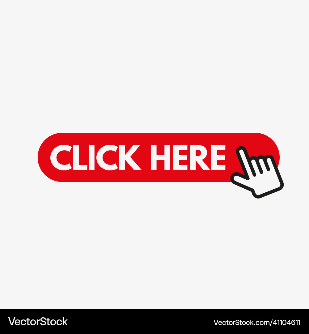 Click here button and cursor clicking icon vector image