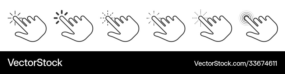 Cursor computer mouse icons pointing hand Cursor computer mouse icons pointing hand vector image