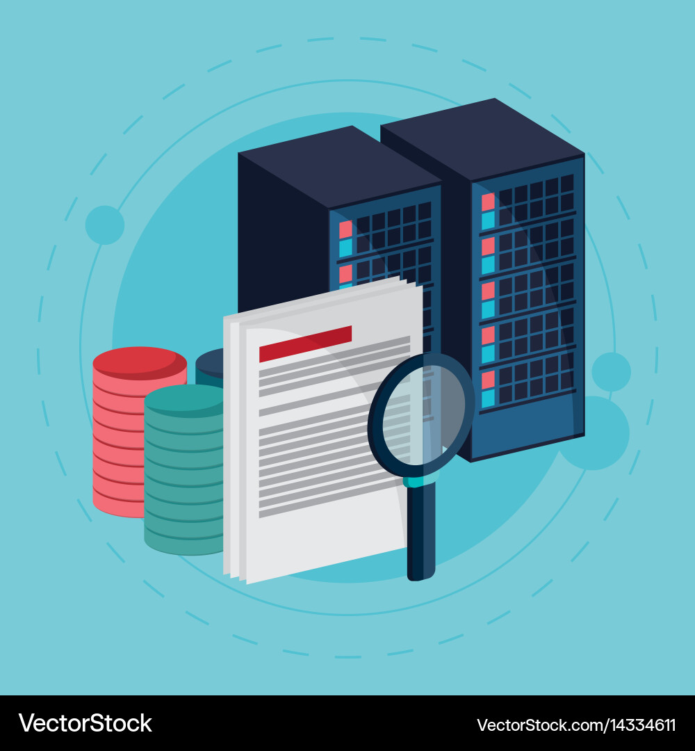 Data center process document search vector image