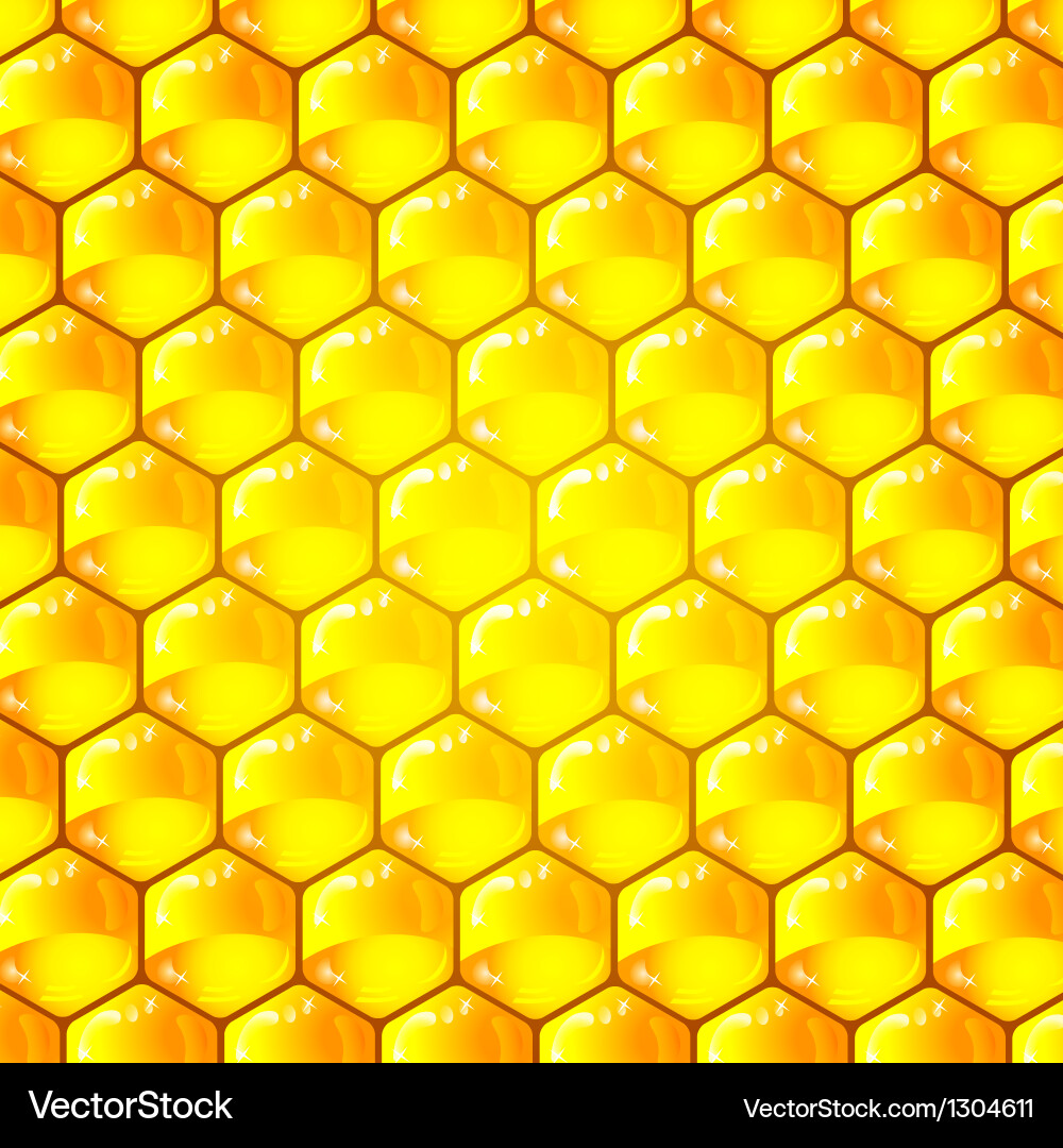 Golden cells of a honeycomb pattern Vector Image
