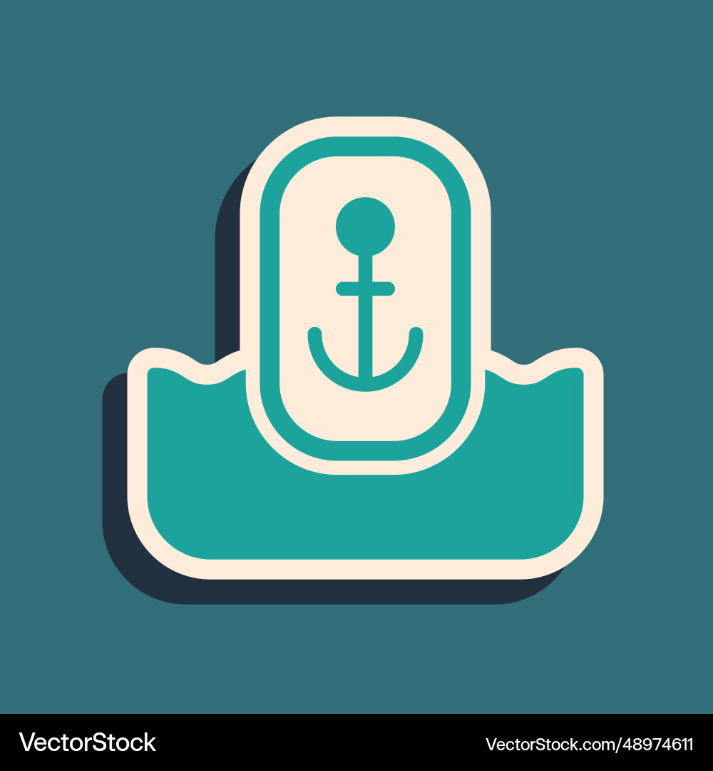 Green map pointer with anchor icon isolated Green map pointer with anchor icon isolated vector image