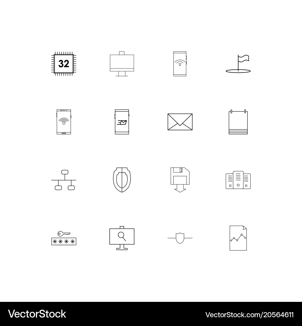 Internet technologies simple linear icons set vector image