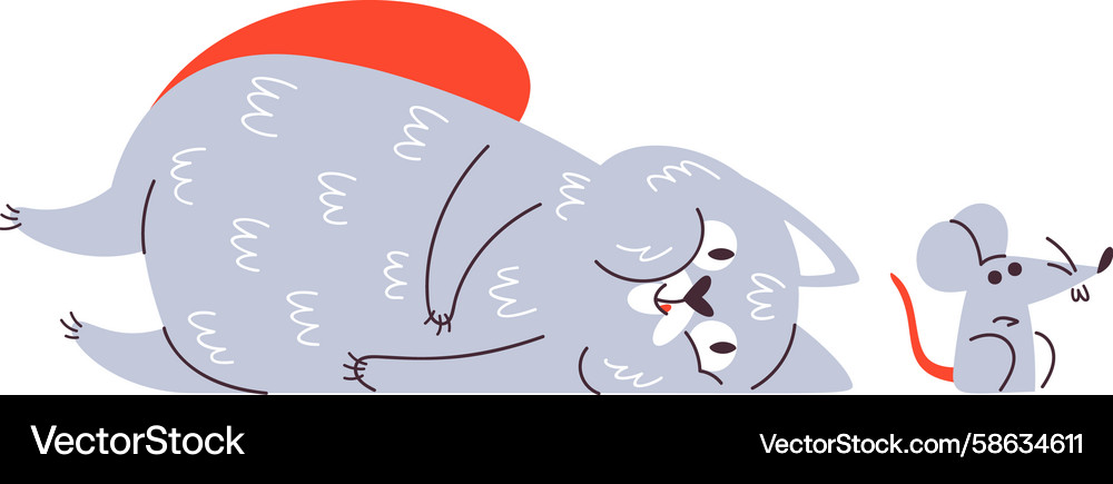 Lazy cat and mouse animals Vector Image
