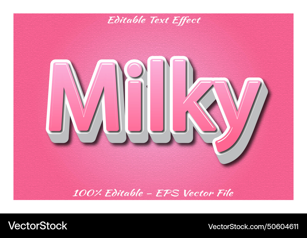 Milky editable text effect 3d emboss style design Milky editable text effect 3d emboss style design vector image