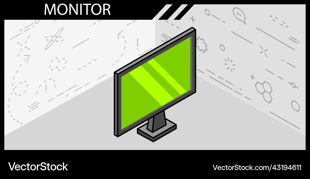 Monitor isometric design icon web 3d colorful Monitor isometric design icon web 3d colorful Vector Image