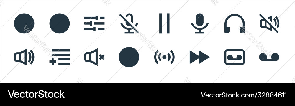 Music line icons linear set quality Music line icons linear set quality vector image