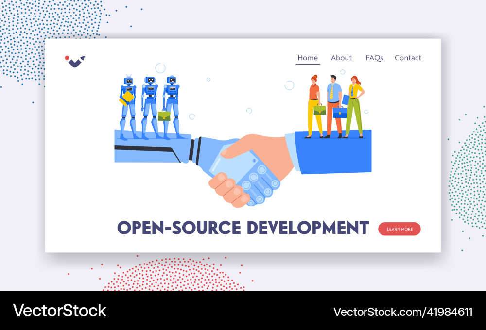 Open source development landing page template vector image