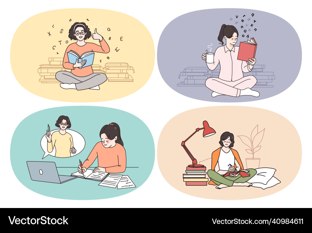 Reading books and getting knowledge concept Reading books and getting knowledge concept Vector Image