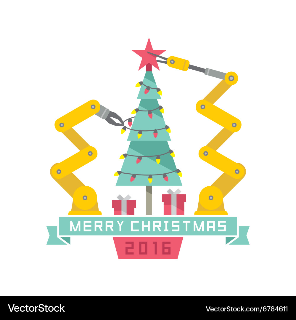 Robot with Christmas Tree vector image