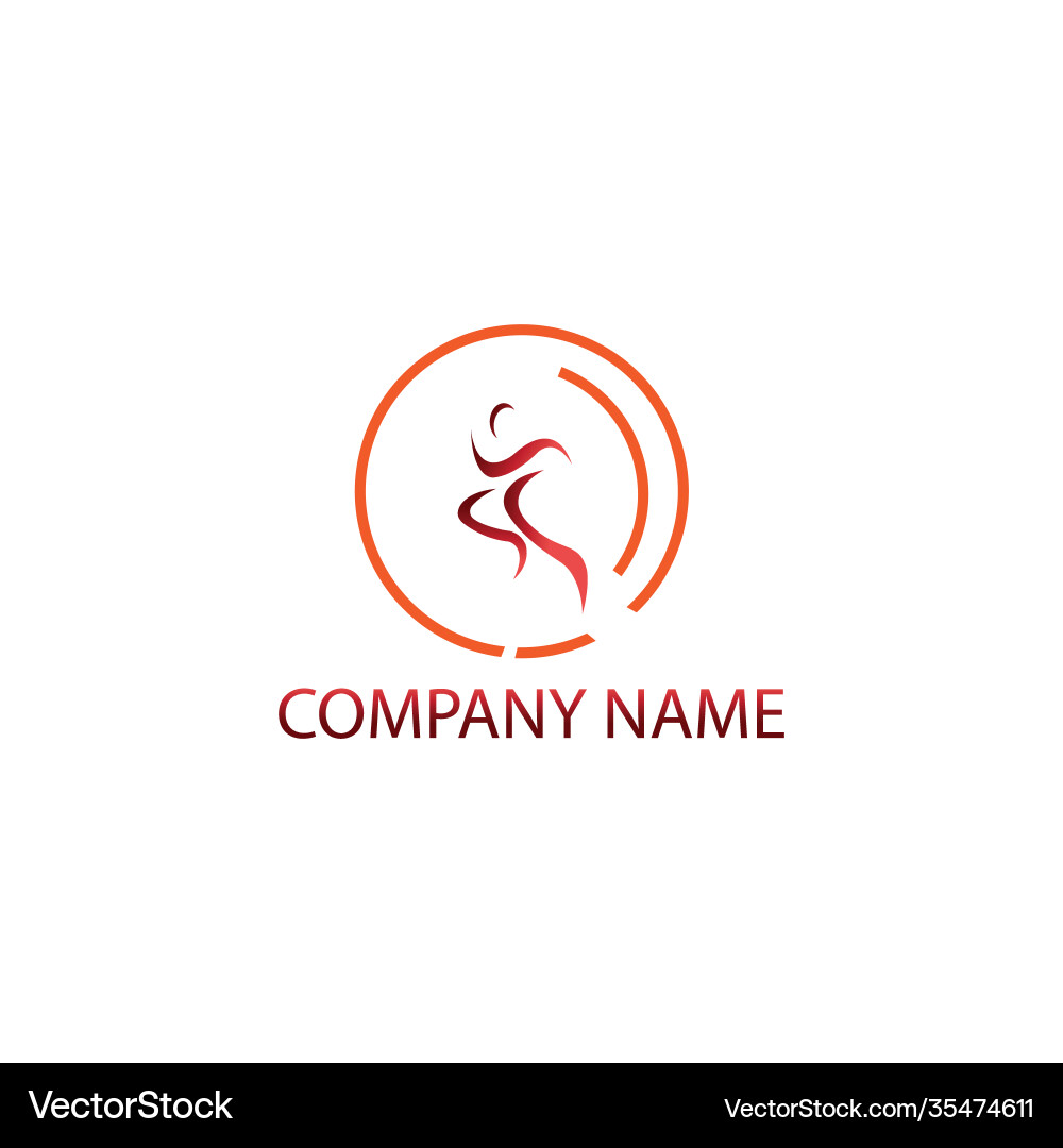 Running logo circle template design Vector Image