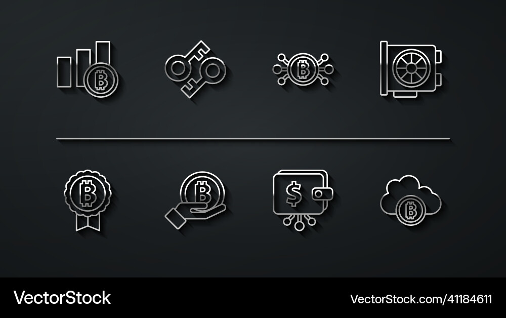 Set line pie chart infographic bitcoin Set line pie chart infographic bitcoin vector image