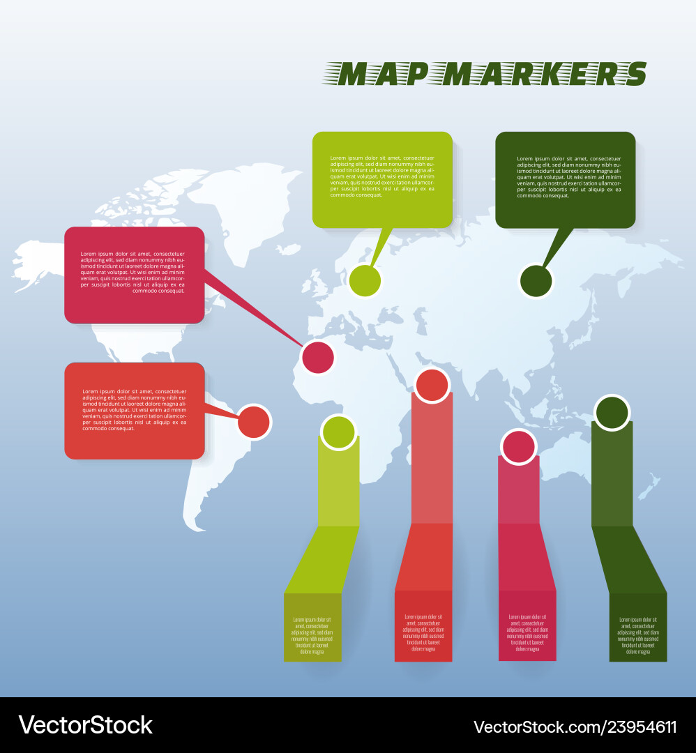 Set of colorful map markers pointer vector image