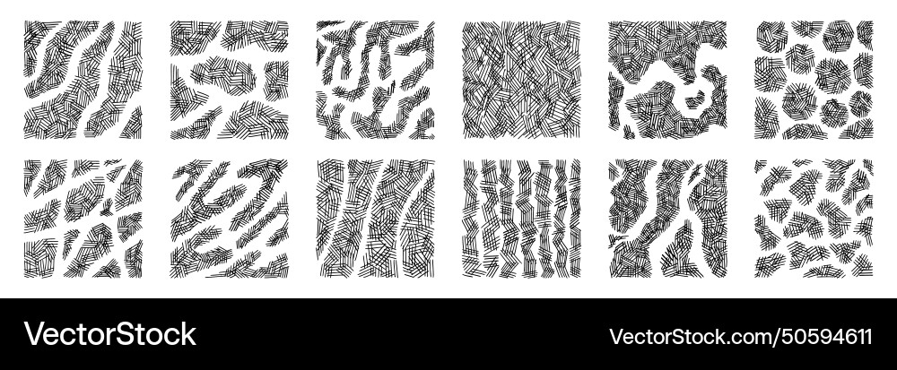Set of pattern texture with crosshatch hand drawn Vector Image