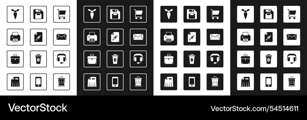 Set shopping cart note paper with push button vector image
