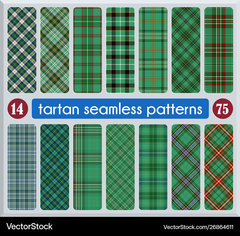 Set tartan seamless pattern vector image