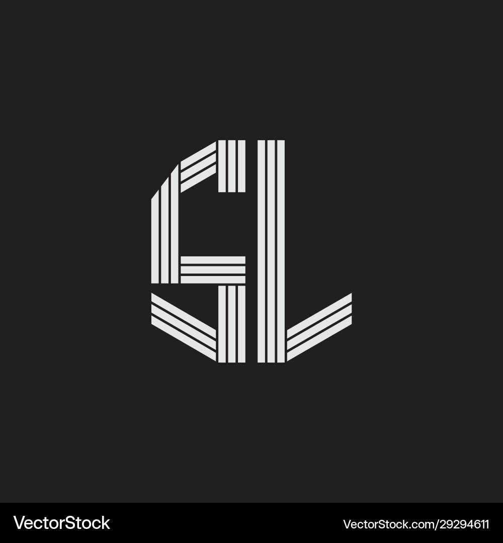 Sl logo monogram with outline style linked Vector Image