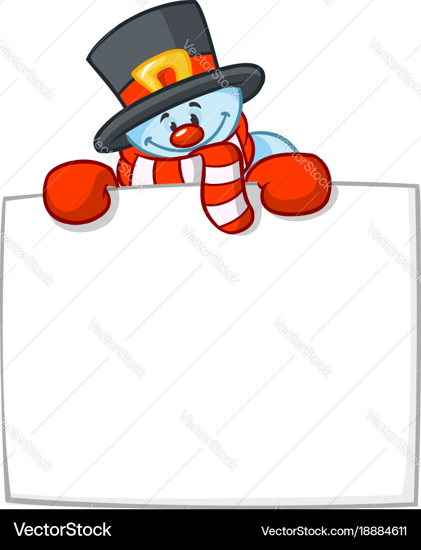Smiling Snowman with Scroll Vector Image