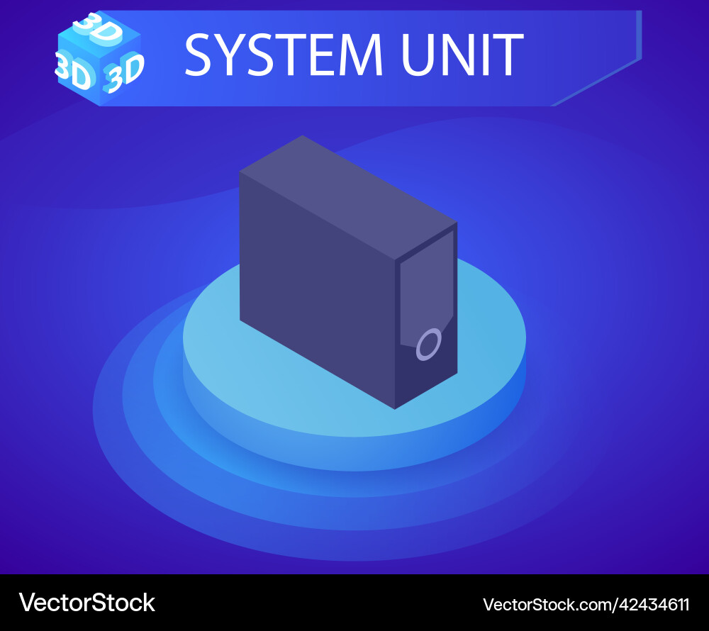 System unit isometric design icon web 3d System unit isometric design icon web 3d vector image
