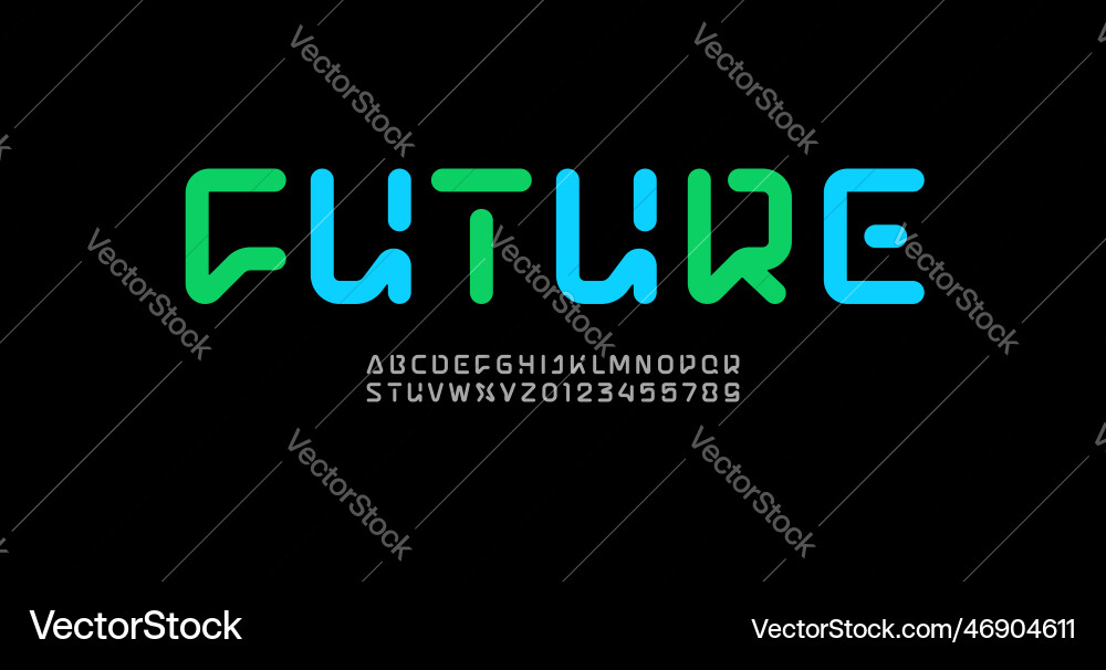 Technical font digital alphabet for you ui design Vector Image