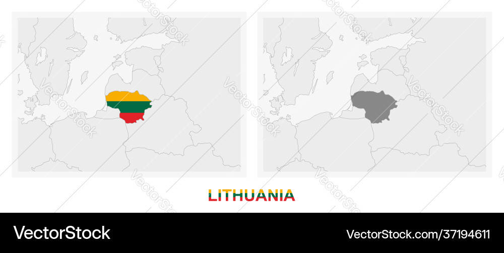 Two versions map lithuania Vector Image
