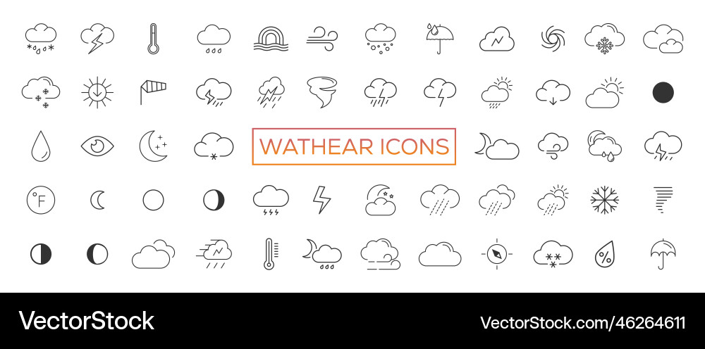 Weather icons set in line style isolated Weather icons set in line style isolated vector image