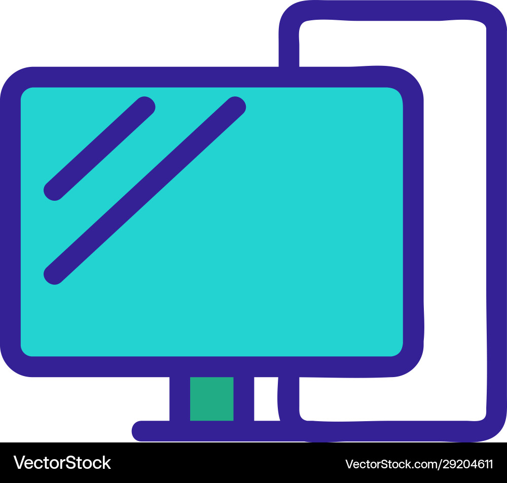 Working computer icon isolated contour vector image
