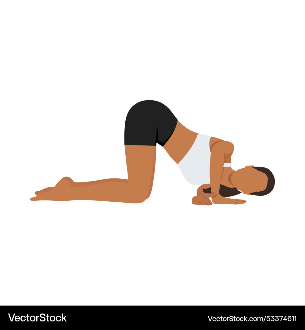 Young woman doing thread the needle pose parsva Young woman doing thread the needle pose parsva vector image