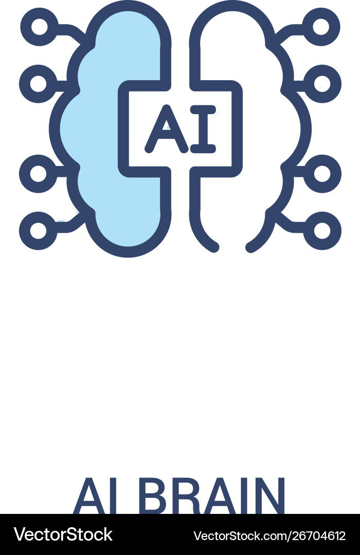 AI Brain Concept - Simple Line Icon vector image
