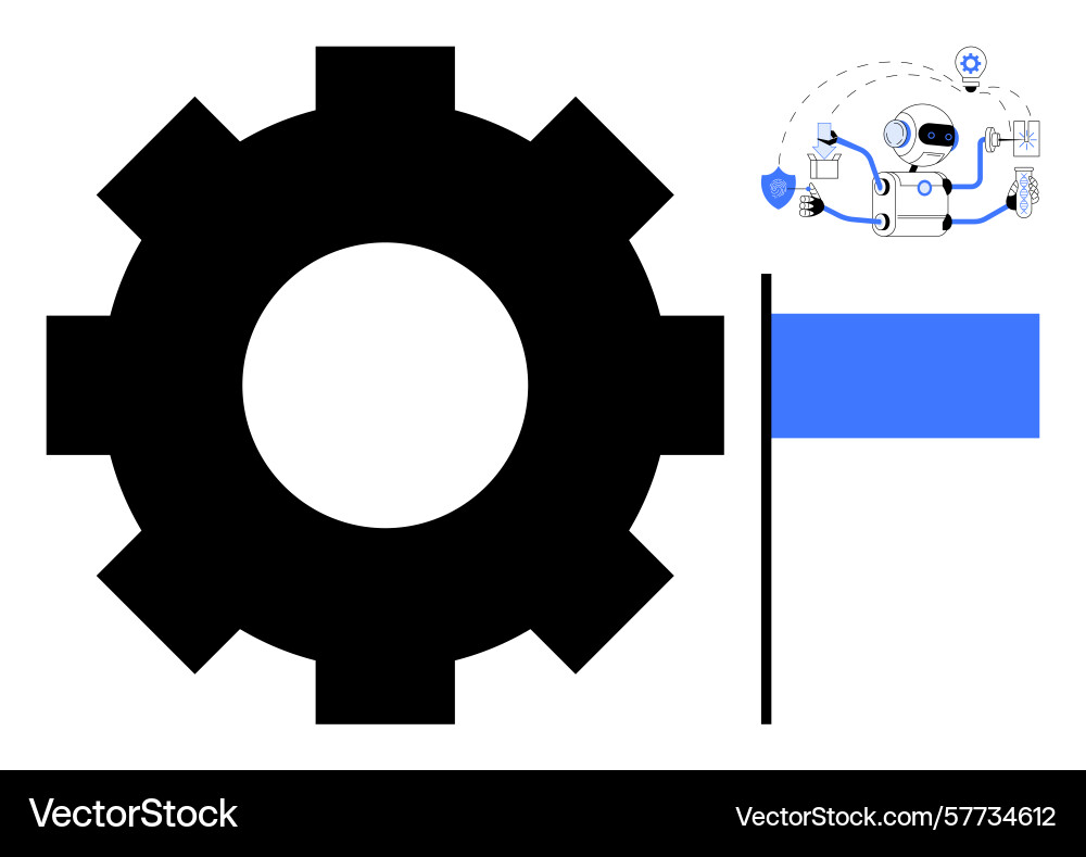 Automation concept with gear ai robot and blue Automation concept with gear ai robot and blue Vector Image