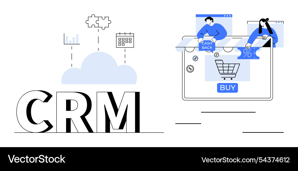 Cloud crm integration with e-commerce platform Cloud crm integration with e-commerce platform Vector Image